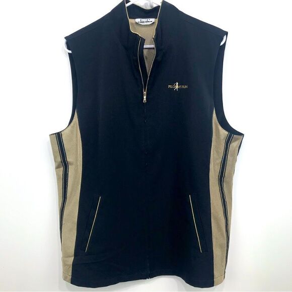 EP Pro Tour Tech Black and Gold Mesh Pilgrim’s Run Golf Vest - Picture 1 of 12